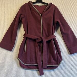 Smartwool Jacket Women's M Merino Wool Burgundy Red Mid Length Longline Hooded